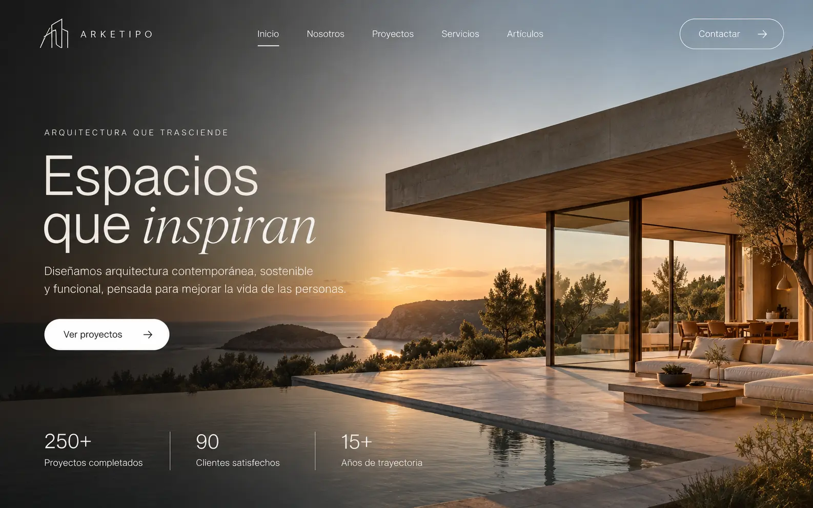 Diseño web para arquitectos: portfolio de arquitectura contemporánea junto al mar | Jesusmora.es