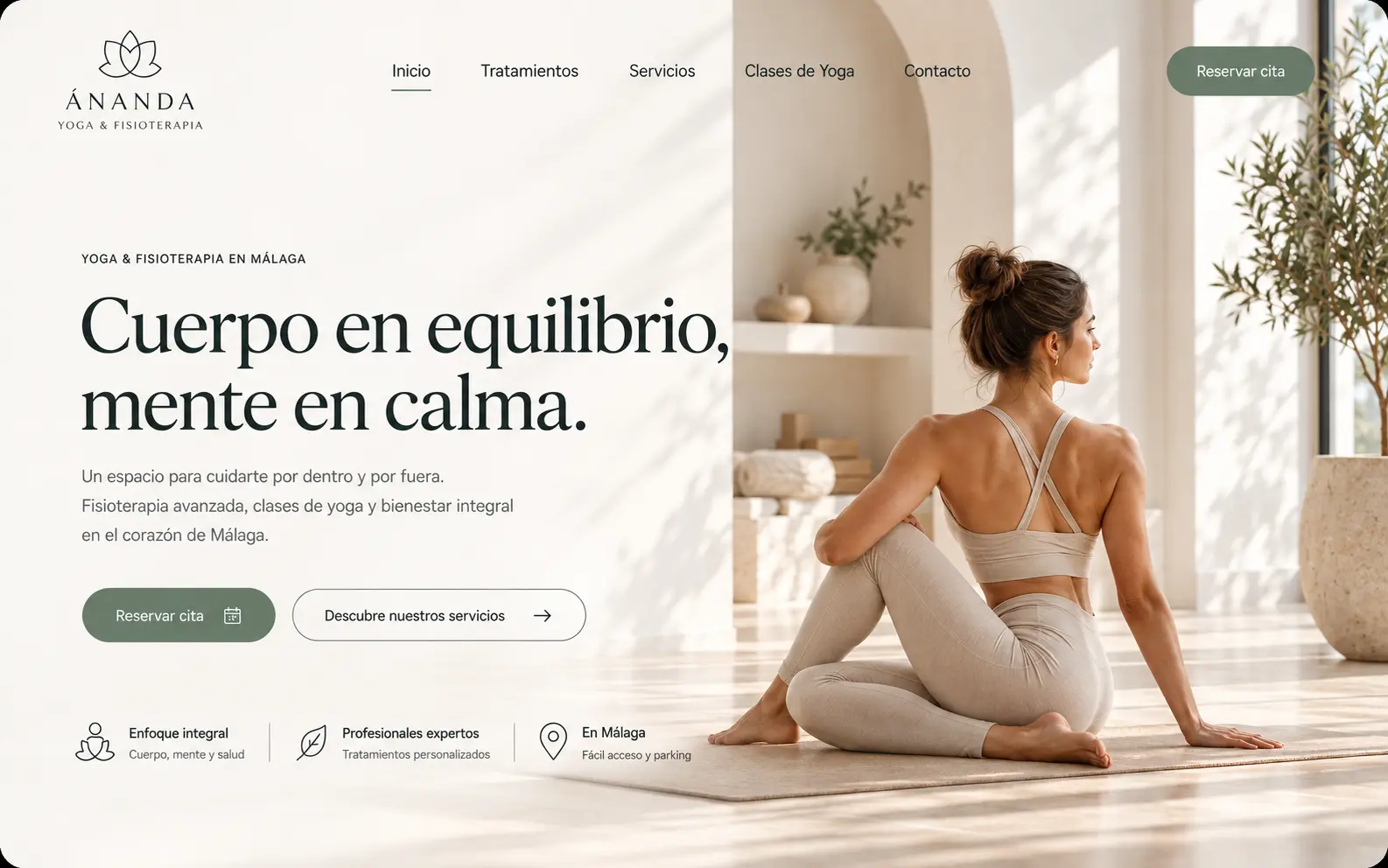 Diseño web para clínica de fisioterapia y clases de yoga con reserva de cita online | Jesusmora.es